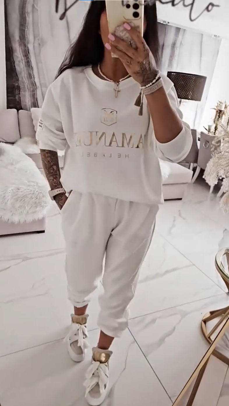 INGA | DAMSKI ZESTAW CASUALOWY Z BLUZKĄ I SPODNIAMI