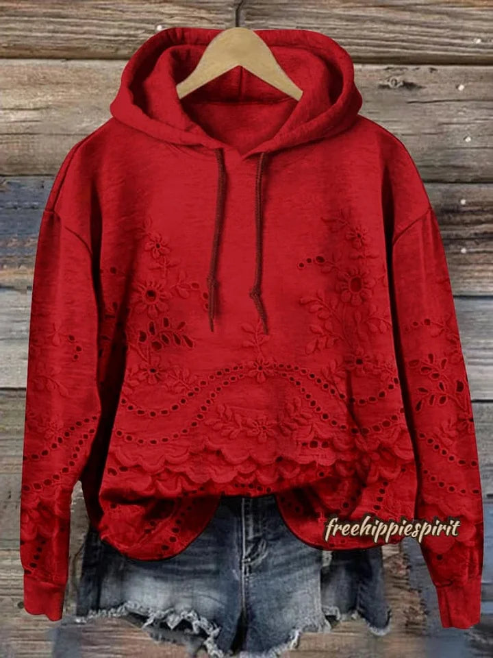 JUSTYNA | DAMSKA BLUZA Z KAPTUREM I KWIATOWYM WZOREM