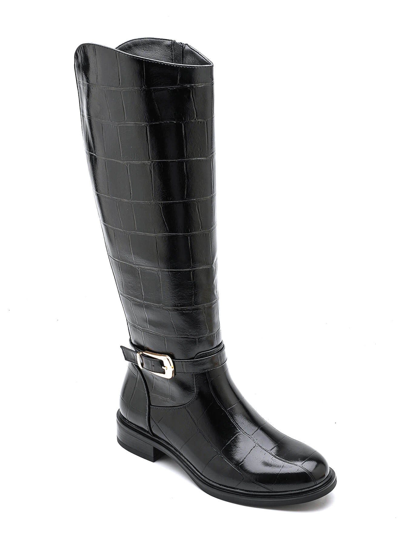 Czarne Wysokie Botki Stretch