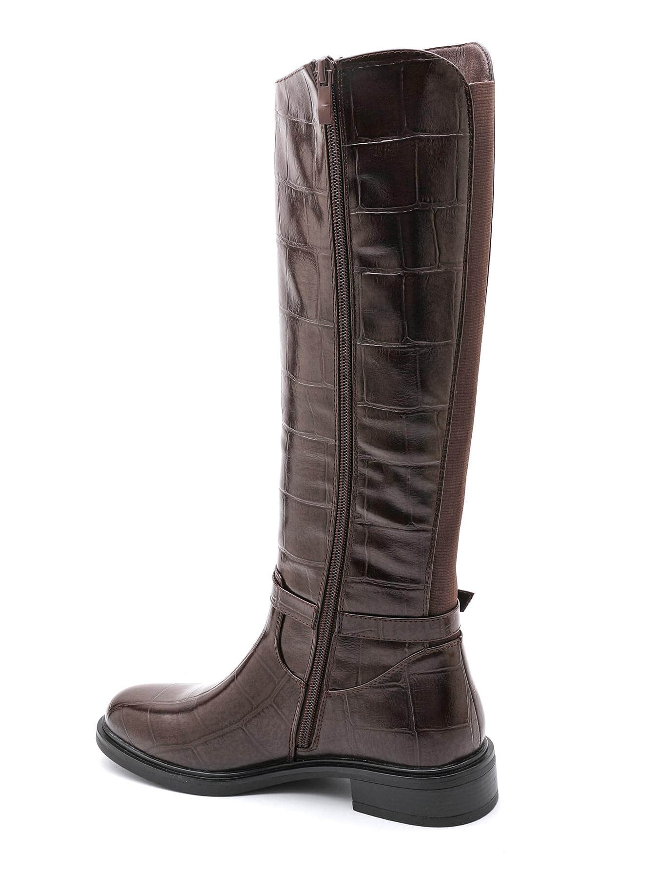 Brązowe Wysokie Botki Stretch Cro