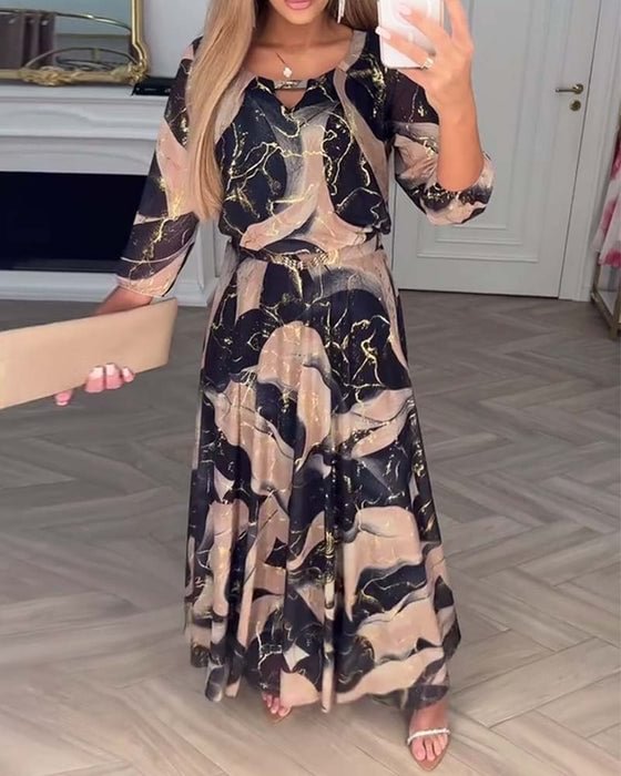 TREVINA | LUŹNA SZYFONOWA SUKIENKA MIDI