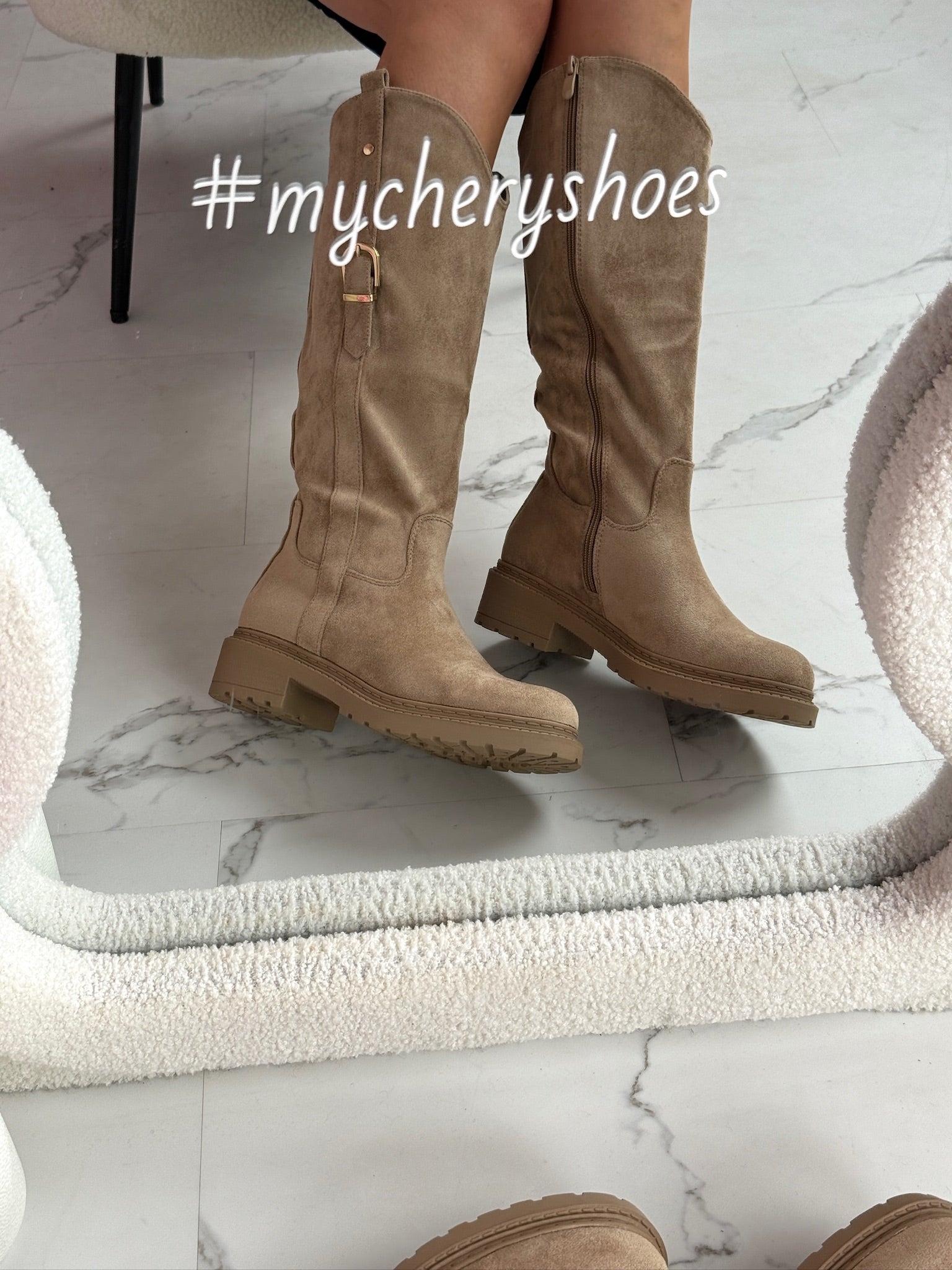 Lara Khaki Wysokie Botki