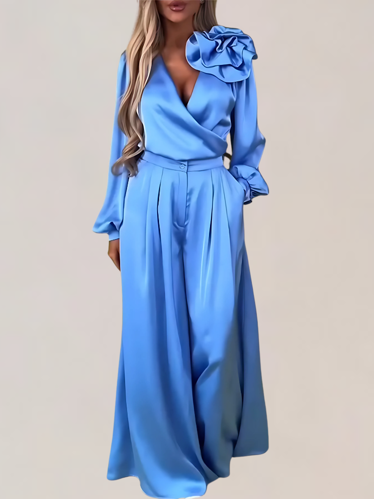 LOTTIE | ELEGANCKI SATYNOWY KOMPLET DWUCZĘŚCIOWY