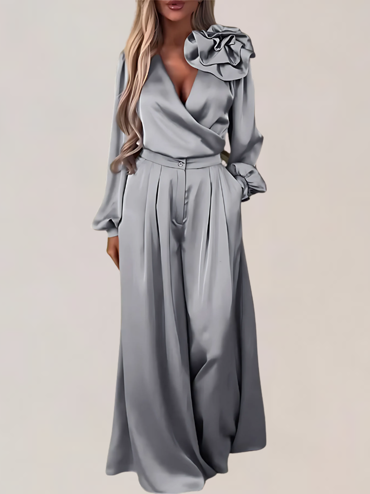 LOTTIE | ELEGANCKI SATYNOWY KOMPLET DWUCZĘŚCIOWY