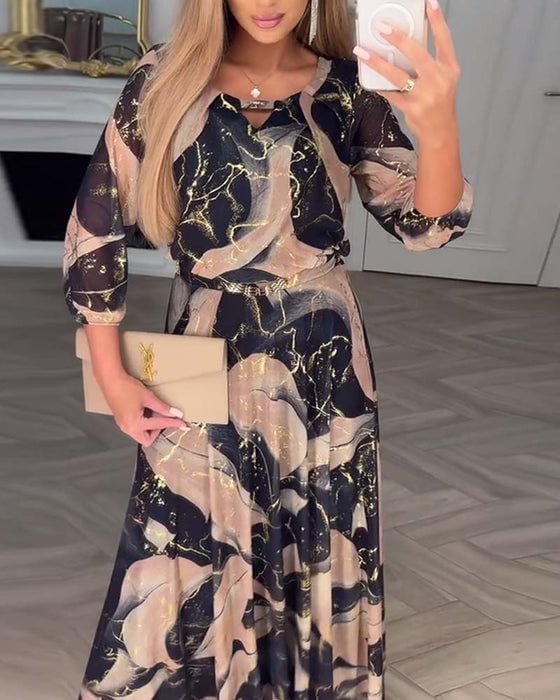 TREVINA | LUŹNA SZYFONOWA SUKIENKA MIDI