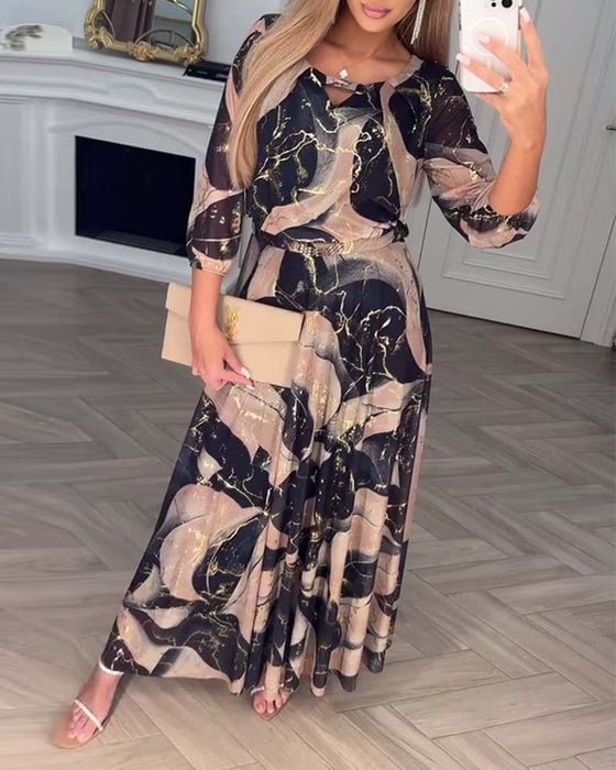 TREVINA | LUŹNA SZYFONOWA SUKIENKA MIDI