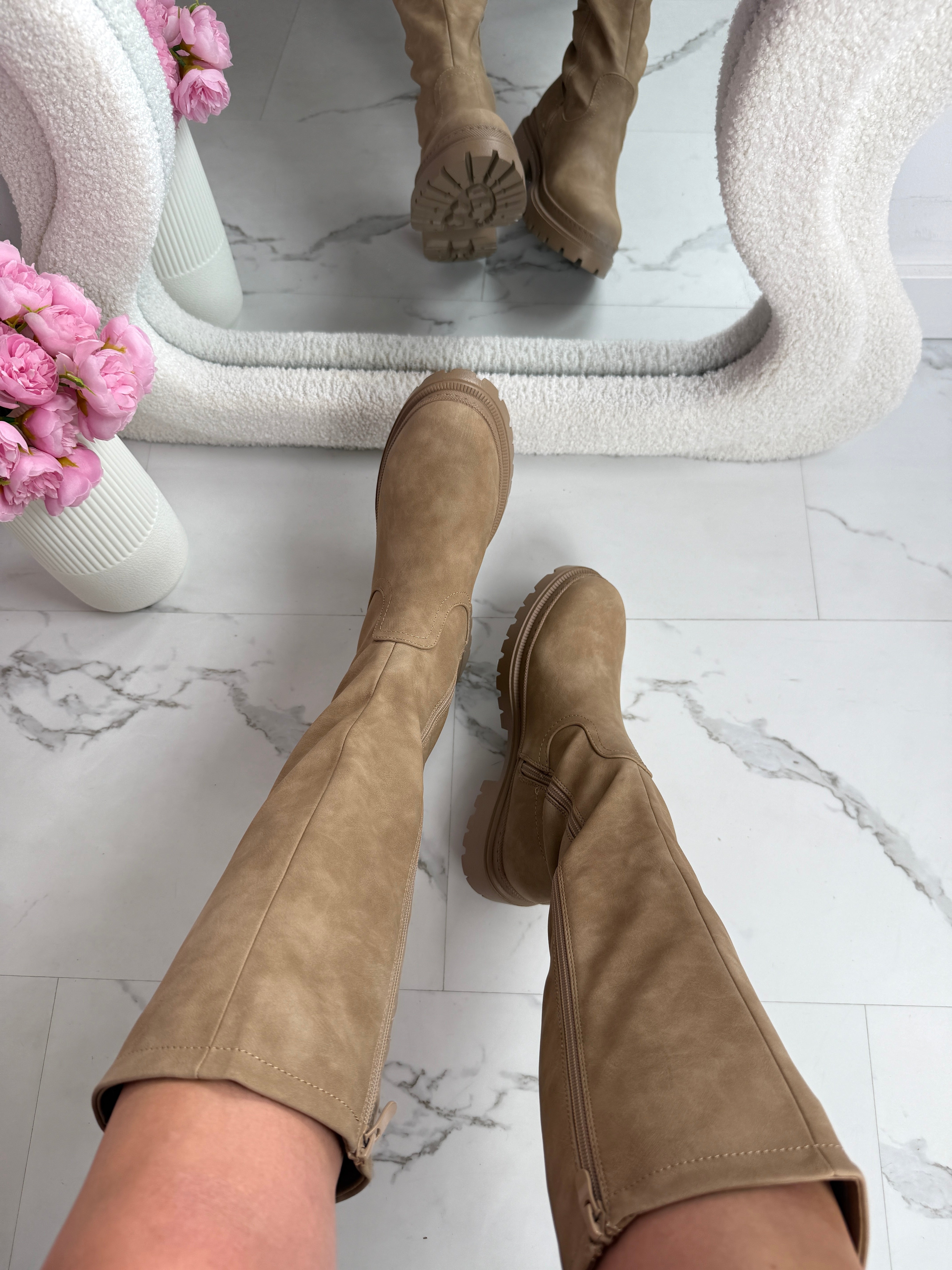 Anetta Khaki Wysokie Botki