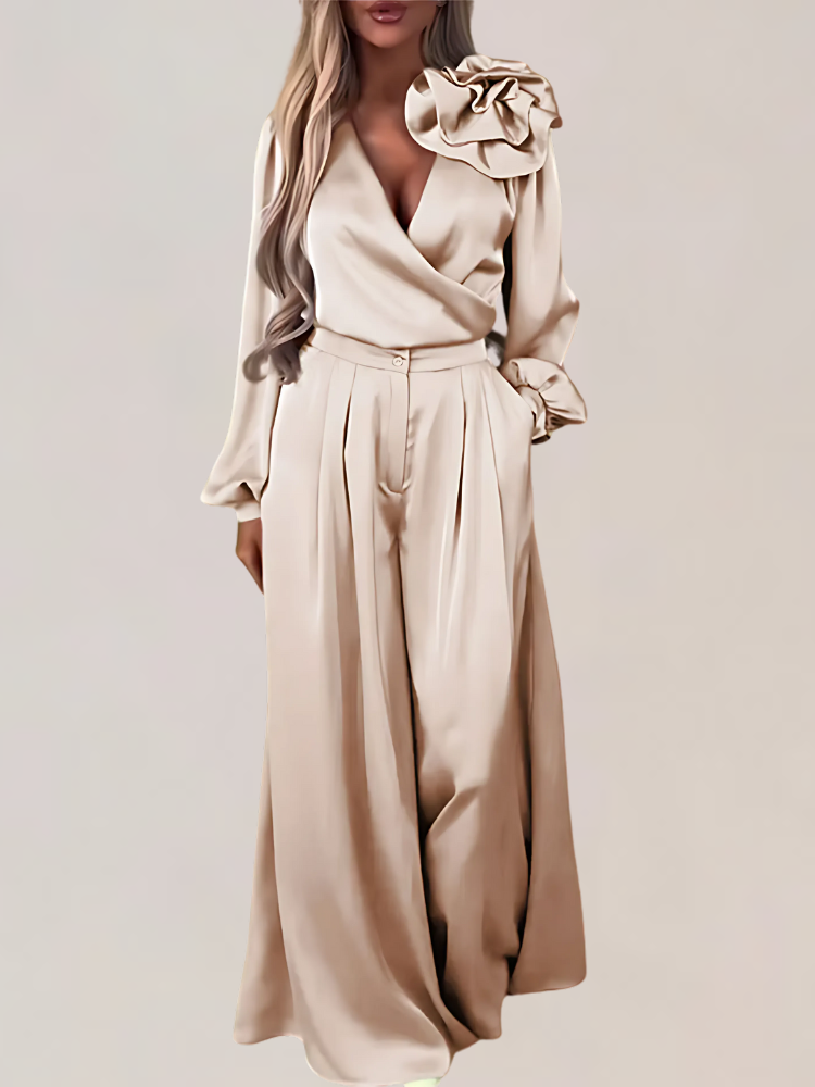 LOTTIE | ELEGANCKI SATYNOWY KOMPLET DWUCZĘŚCIOWY