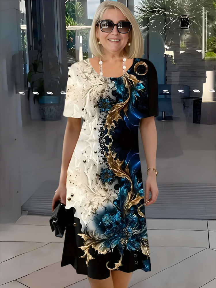 LEANDRIA | LUŹNA KWIATOWA SUKIENKA MIDI